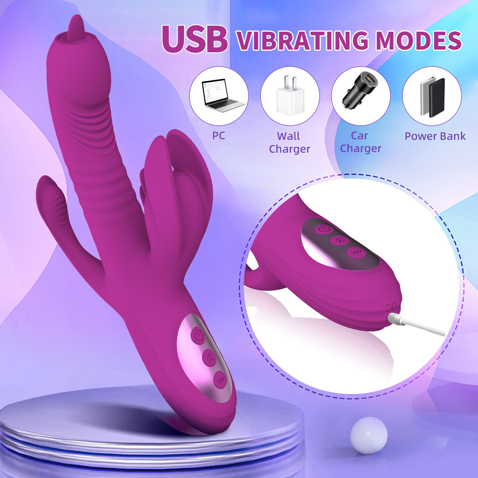 Telescopic Swinging Tongue Licking Warm Vibration Rod