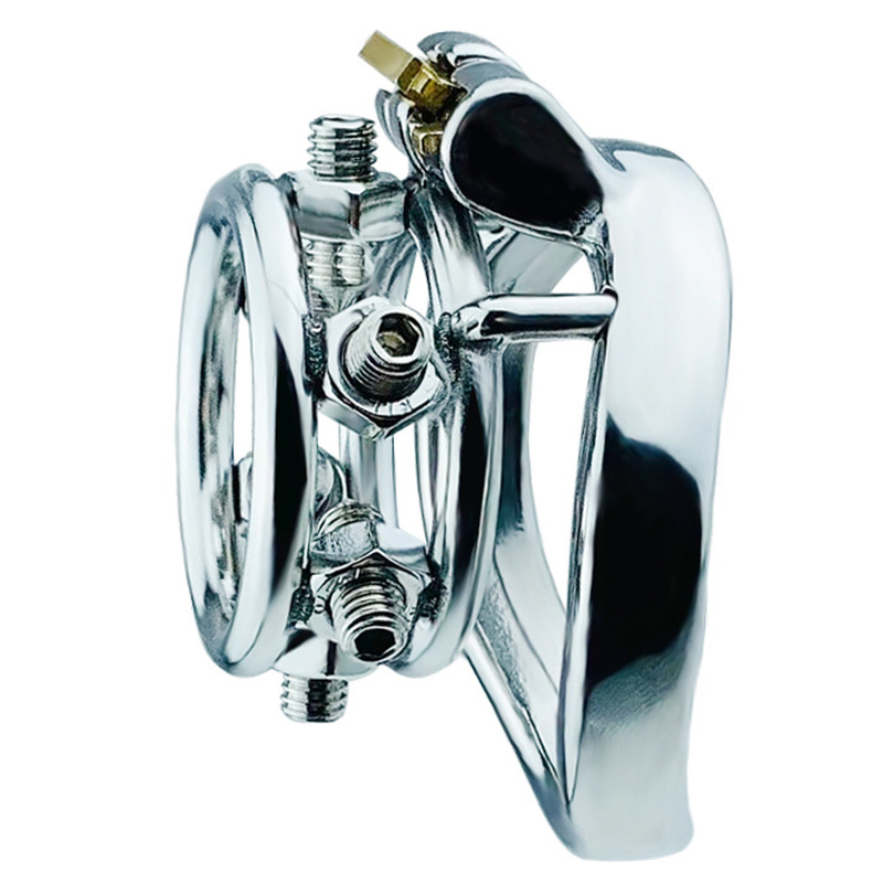 Rivet Screw Double Ring Chastity Lock Cage