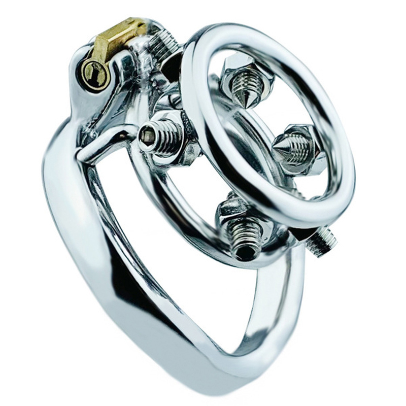 Rivet Screw Double Ring Chastity Lock Cage