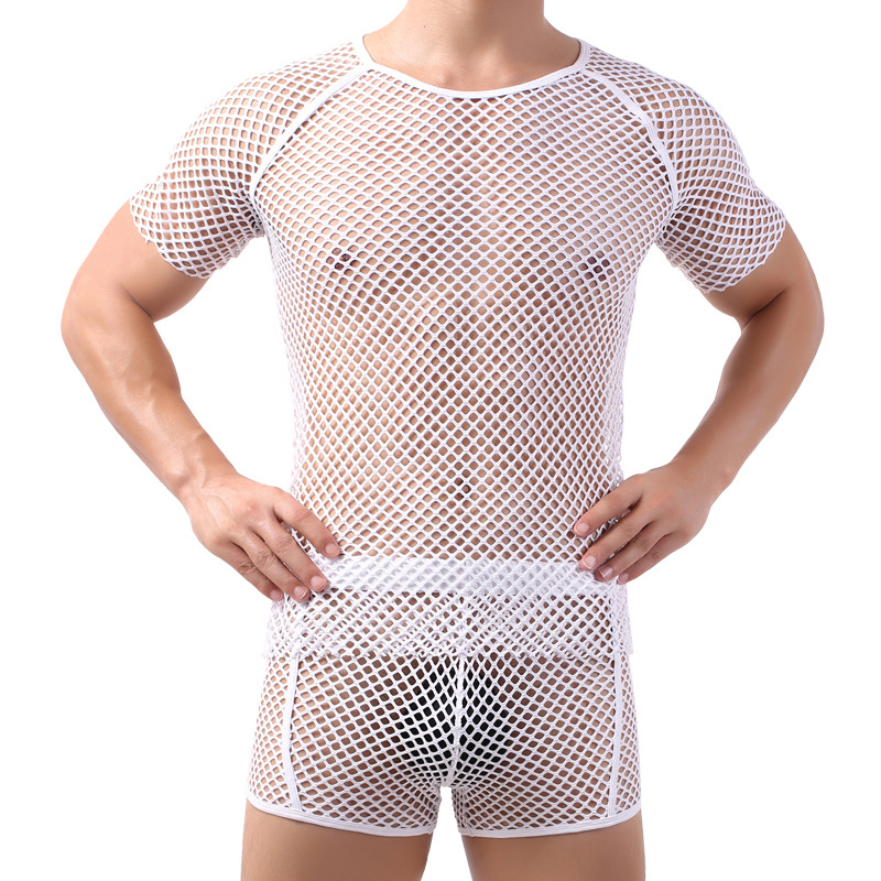 Sultry Men Breathable Fishnet T-shirt