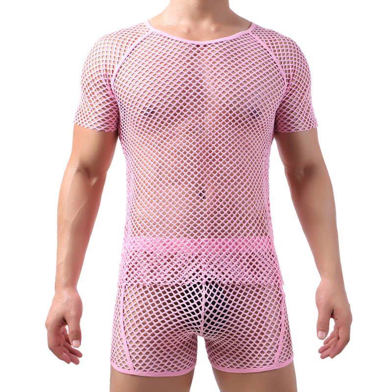 Sultry Men Breathable Fishnet T-shirt