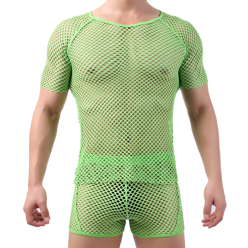 Sultry Men Breathable Fishnet T-shirt