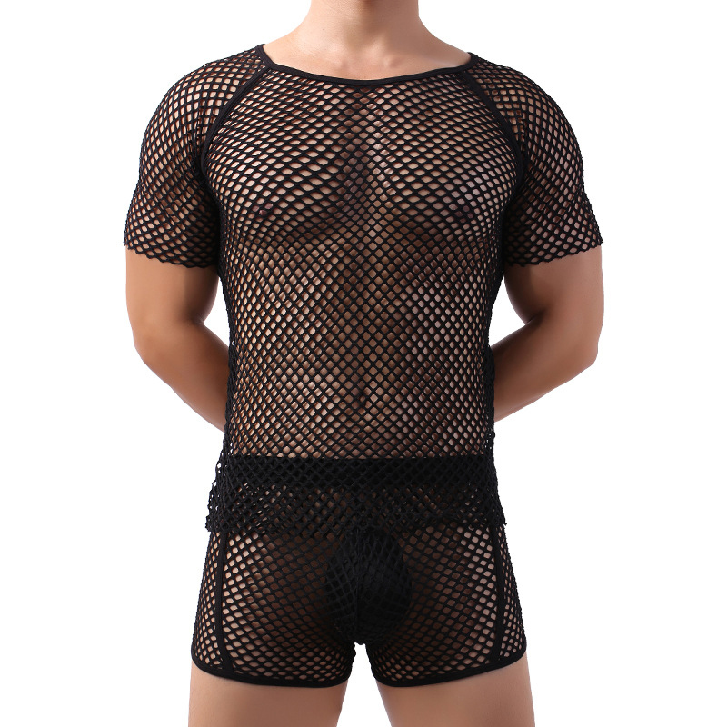 Sultry Men Breathable Fishnet T-shirt