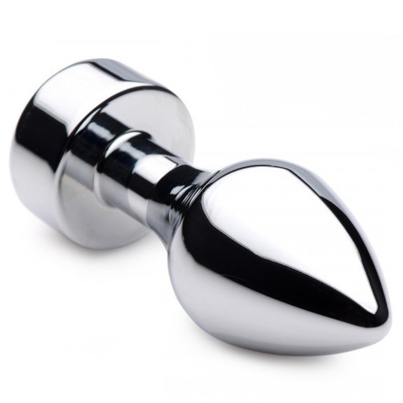 Aluminium Butt Plug With Diamond - Bright Silver