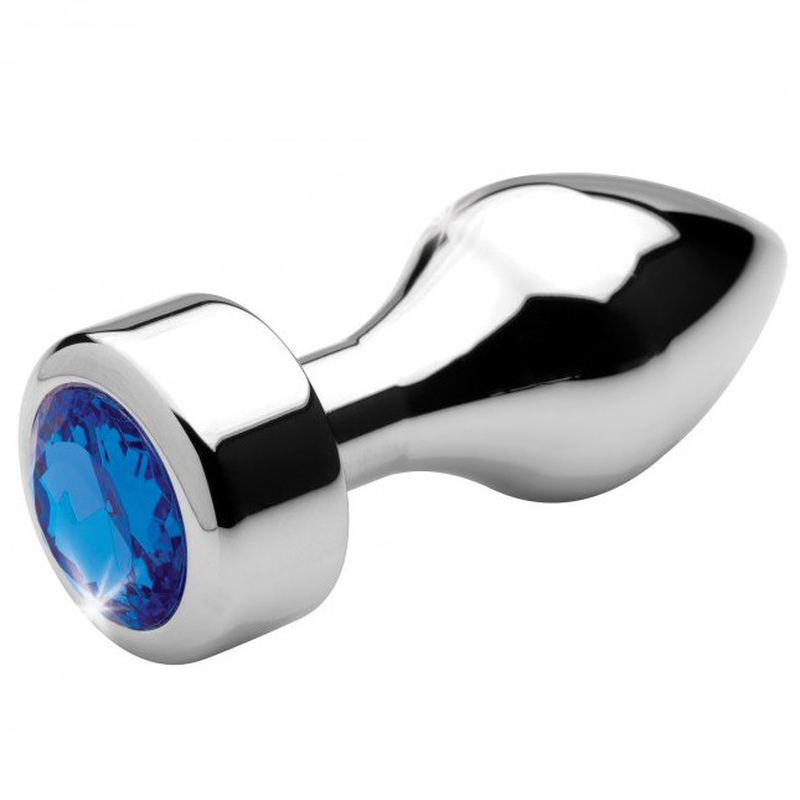 Aluminium Butt Plug With Diamond - Bright Silver