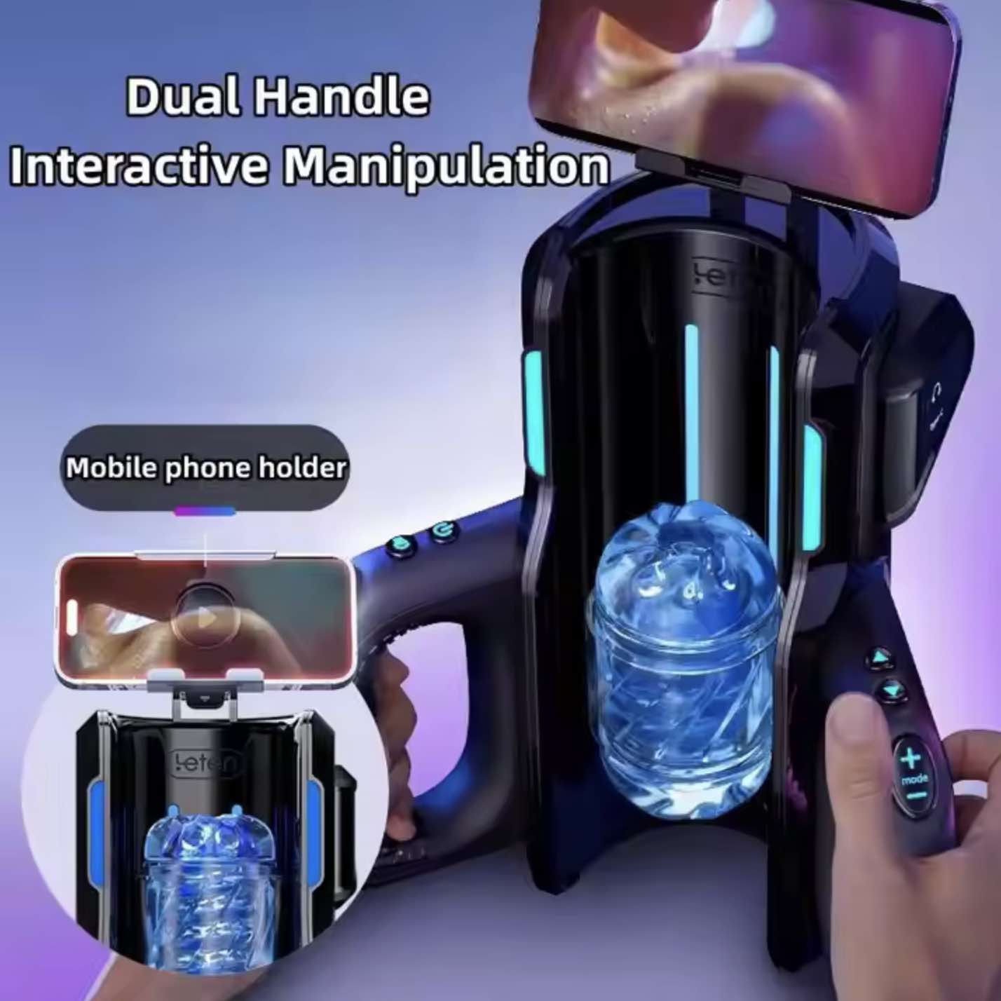 Automatic Telescopice Sucking Male Masturbation Cup with Mobile Phone Holder