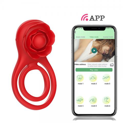 Rose Shackle Plus App Remote Control Vibration Penis Ring