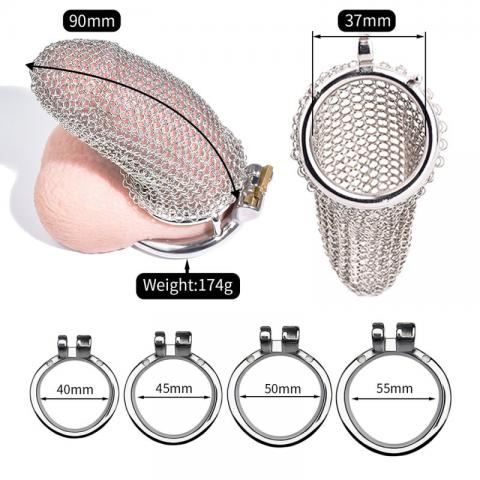 Metal Chastity Cage Mesh Male Locks Devices Cage Length: 90mm