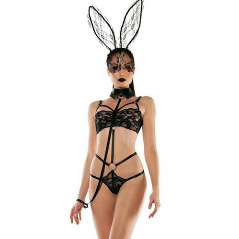 Bunny Girls Cosplay Transparent Lace Teddy